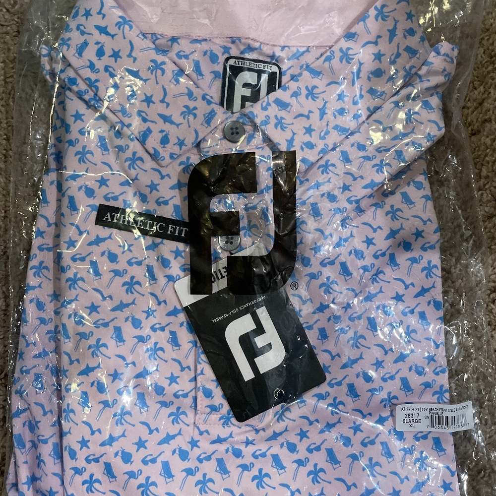 New FootJoy Beach Print Lisle Athletic Fit XL men’s golf polo